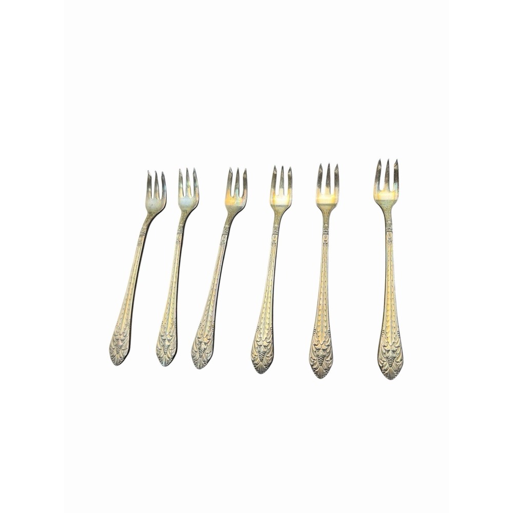 1847 Rogers Bros Vintage Grape Silverplate Cocktail Forks Set of 6 Antique